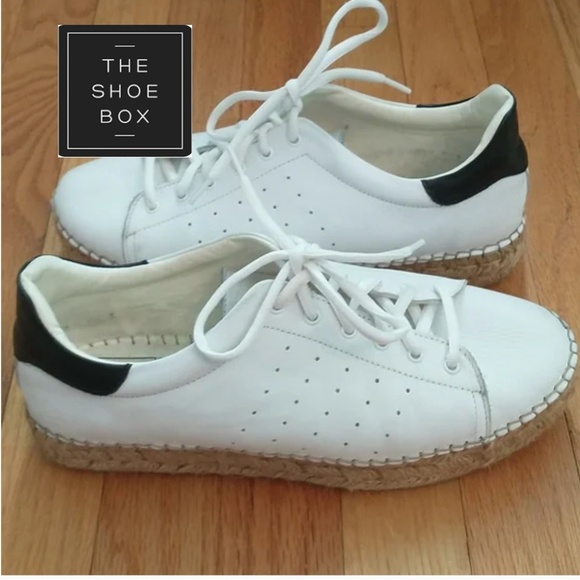 The Shoe Box white espadrille platform sneaker, 9, CB2328 - Picture 1 of 6